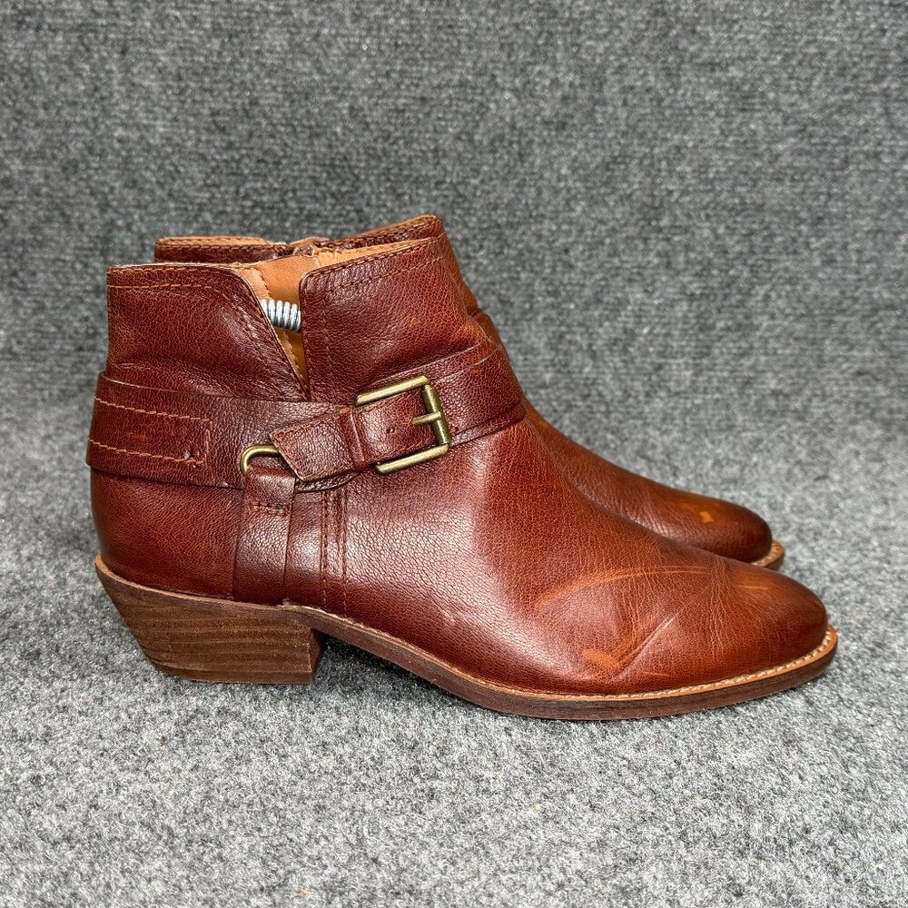 Zodiac Marley Ankle Boots Women's‎ Size 8 Brown Leather Buckle Strap Booties